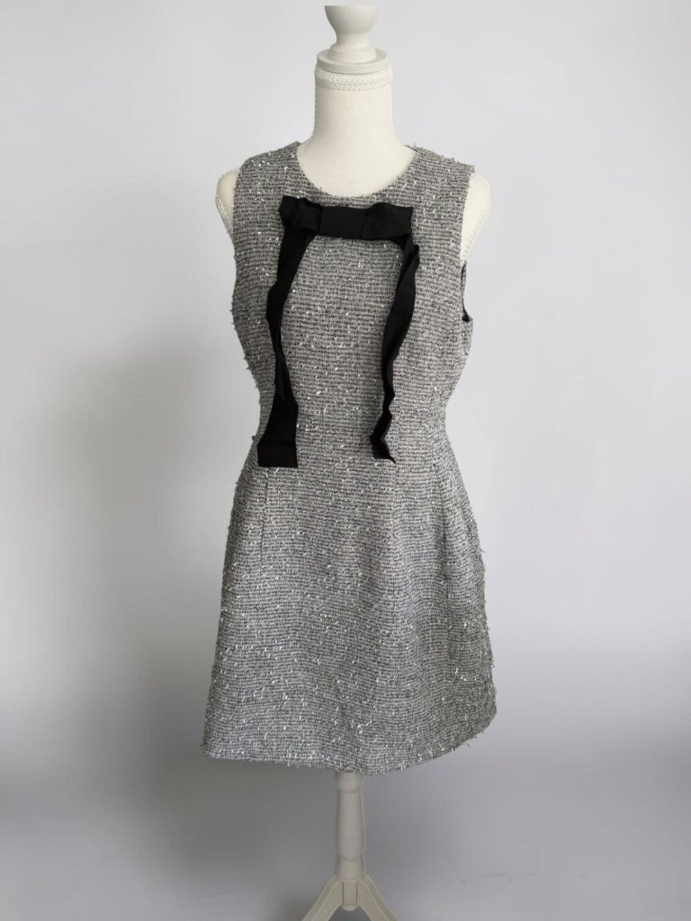 A LOVES A Silver Black Bow A Line Dress Size Medium 6/8